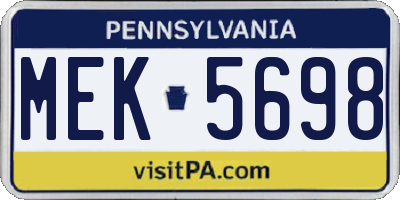 PA license plate MEK5698