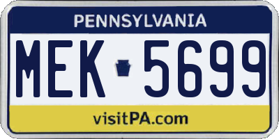 PA license plate MEK5699