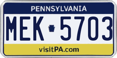 PA license plate MEK5703