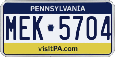 PA license plate MEK5704