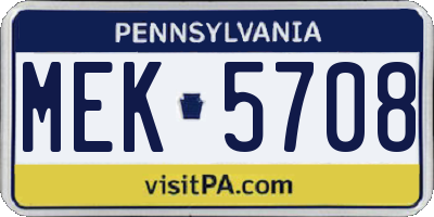 PA license plate MEK5708