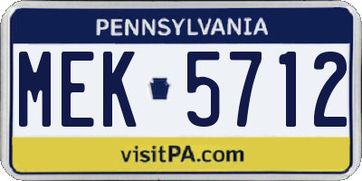 PA license plate MEK5712