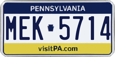PA license plate MEK5714