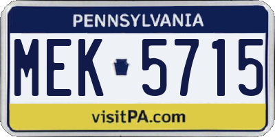 PA license plate MEK5715