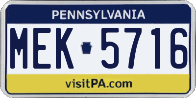 PA license plate MEK5716