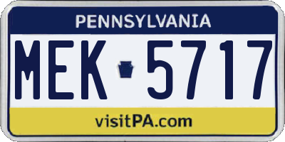 PA license plate MEK5717
