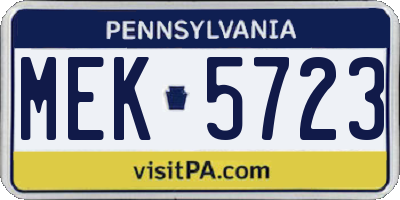PA license plate MEK5723