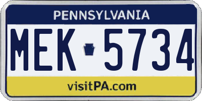 PA license plate MEK5734