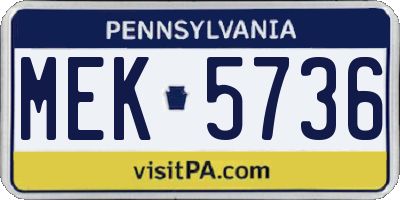 PA license plate MEK5736