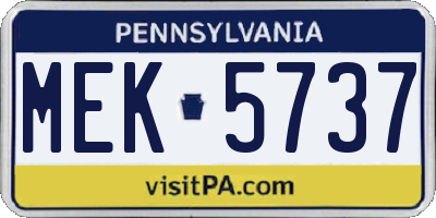 PA license plate MEK5737