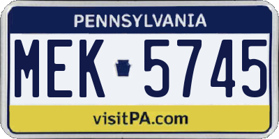 PA license plate MEK5745