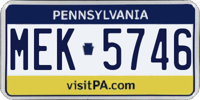 PA license plate MEK5746