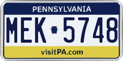 PA license plate MEK5748