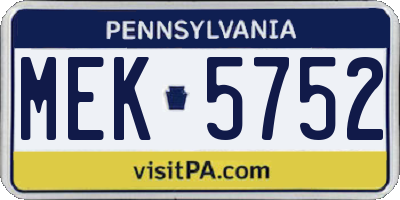 PA license plate MEK5752