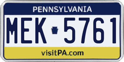 PA license plate MEK5761