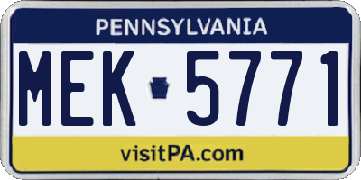PA license plate MEK5771