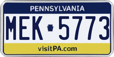 PA license plate MEK5773