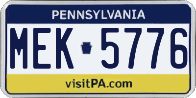 PA license plate MEK5776