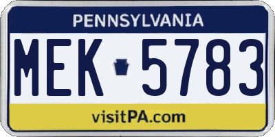 PA license plate MEK5783