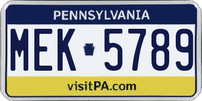PA license plate MEK5789