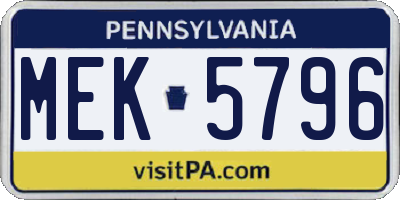 PA license plate MEK5796