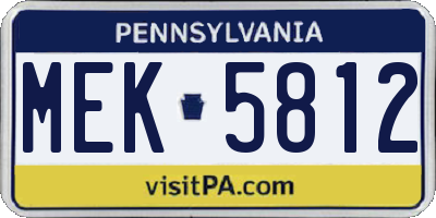 PA license plate MEK5812