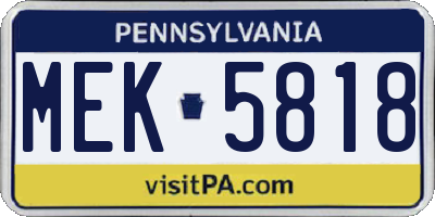 PA license plate MEK5818