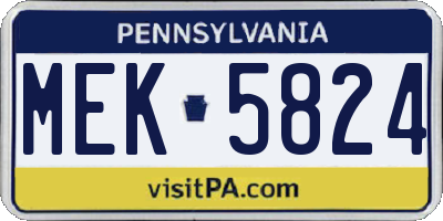 PA license plate MEK5824