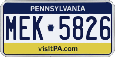PA license plate MEK5826