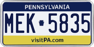 PA license plate MEK5835