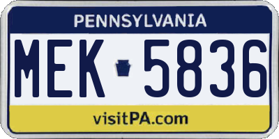 PA license plate MEK5836
