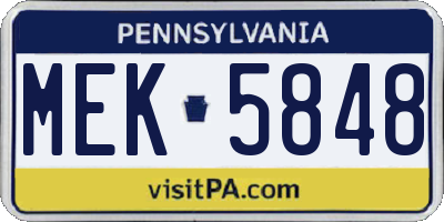 PA license plate MEK5848