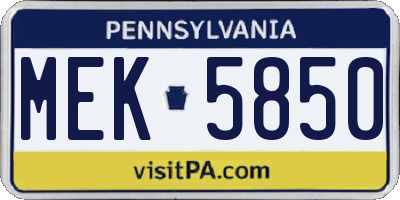 PA license plate MEK5850