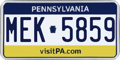 PA license plate MEK5859