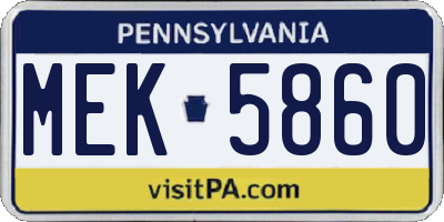 PA license plate MEK5860