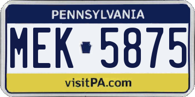 PA license plate MEK5875