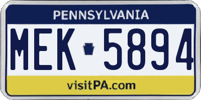 PA license plate MEK5894