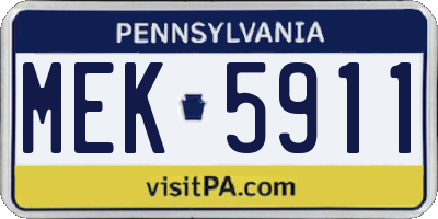 PA license plate MEK5911
