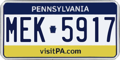 PA license plate MEK5917