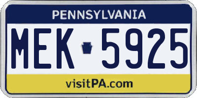 PA license plate MEK5925