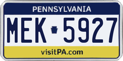 PA license plate MEK5927