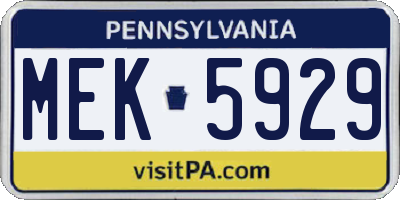 PA license plate MEK5929