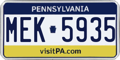 PA license plate MEK5935