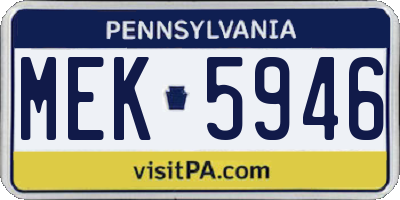 PA license plate MEK5946