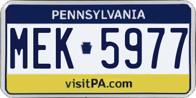 PA license plate MEK5977