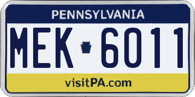 PA license plate MEK6011