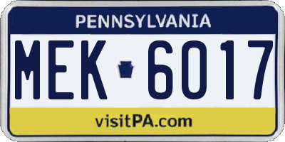PA license plate MEK6017