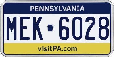 PA license plate MEK6028
