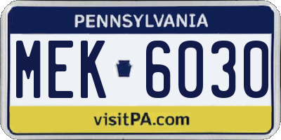 PA license plate MEK6030