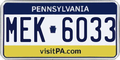 PA license plate MEK6033